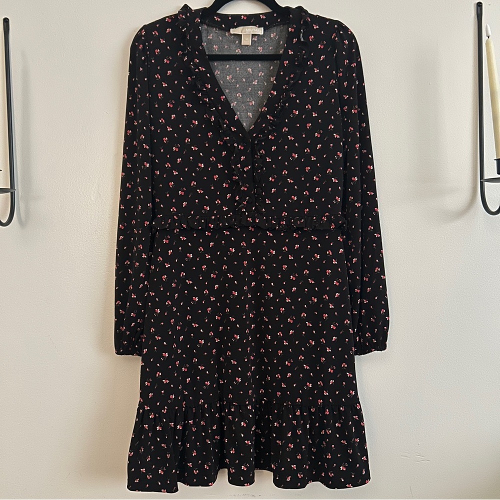 Michael | Michael Kors | Black Dress with Red Floral Pattern - Picture 2 of 6